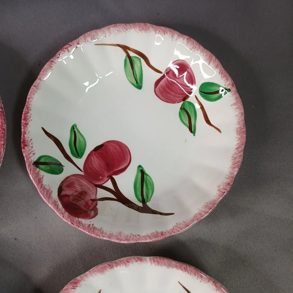 4 Blue Ridge Southern Pottery 4 Sauce Dessert Fruit Bowls Vintage Crab Apple